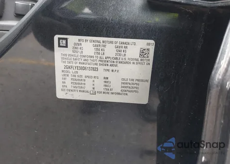 2013 GMC Terrain Denali из США, поврежденный, VIN 2GKFLYE38D6137823